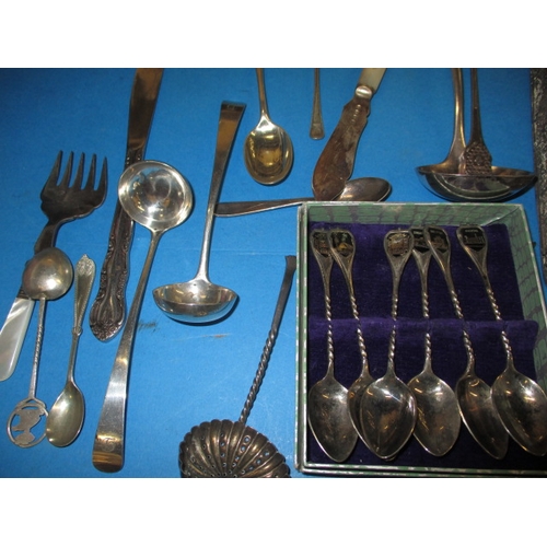 155 - A parcel of sterling silver, white metal and plated items, all in used condition