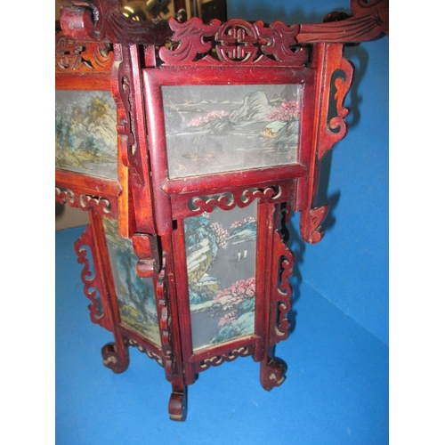 279 - A vintage Chinese hanging lantern shade, having hand painted glass panels, in pre-owned condition, s... 