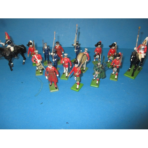 A parcel of vintage die-cast military figures, all in play worn condition