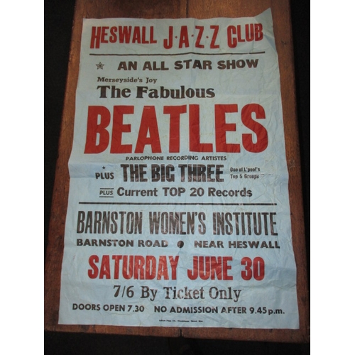 286 - A vintage poster advertising An All Star Show featuring the Beatles, approx. size 76x50cm having fol... 