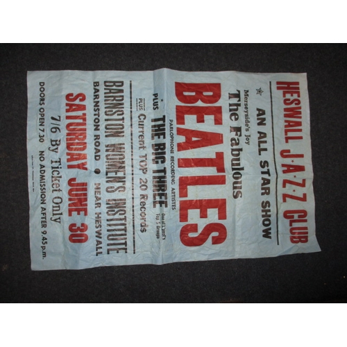 286 - A vintage poster advertising An All Star Show featuring the Beatles, approx. size 76x50cm having fol... 