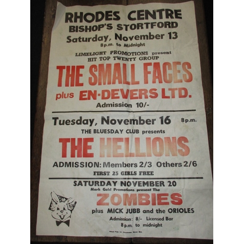 287 - A vintage music poster advertising a concert in Bishops Stortford featuring the Small Faces, approx.... 