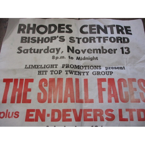 287 - A vintage music poster advertising a concert in Bishops Stortford featuring the Small Faces, approx.... 