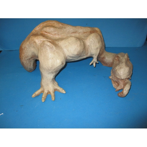 255 - A bespoke clay sculpture of a dinosaur, approx. length 44cm, in used condition