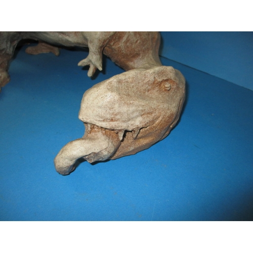 255 - A bespoke clay sculpture of a dinosaur, approx. length 44cm, in used condition