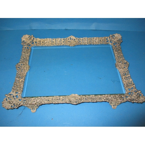 256 - A vintage white metal mounted decanter tray, in useable pre-owned condition