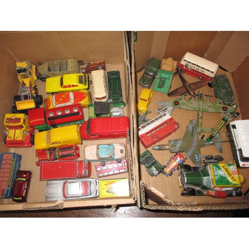 258 - A parcel of vintage die-cast model vehicles, to include AA motorcycle and examples by Dinky and Corg... 