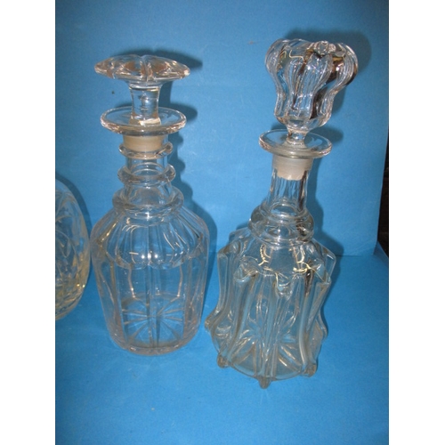 127 - Six vintage lead crystal drinks decanters, all in used condition with no observed chips or damage