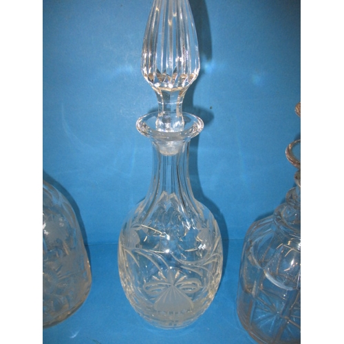 127 - Six vintage lead crystal drinks decanters, all in used condition with no observed chips or damage