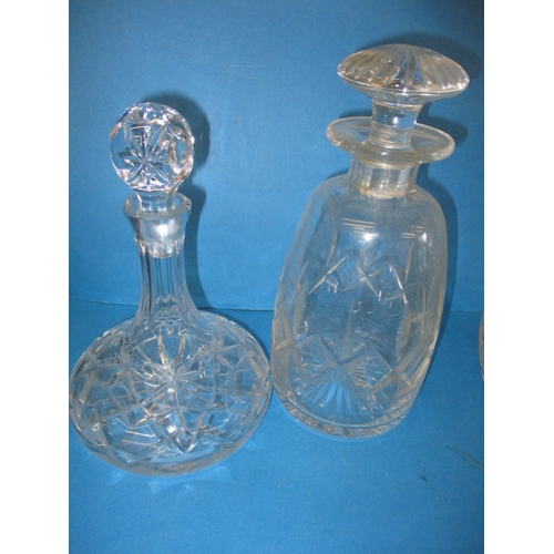 127 - Six vintage lead crystal drinks decanters, all in used condition with no observed chips or damage