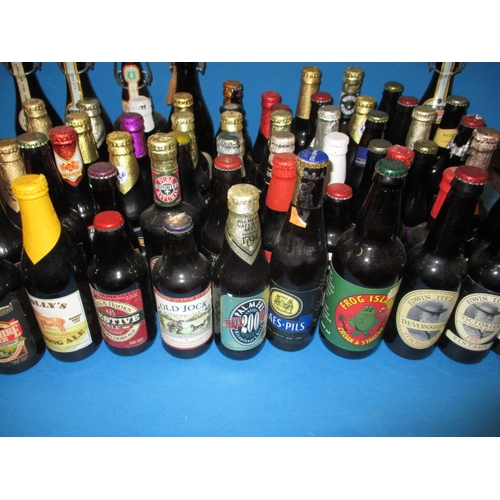 136 - Approx 60 bottles of vintage beer, various makers, all unopened and with contents