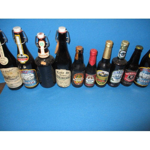 136 - Approx 60 bottles of vintage beer, various makers, all unopened and with contents