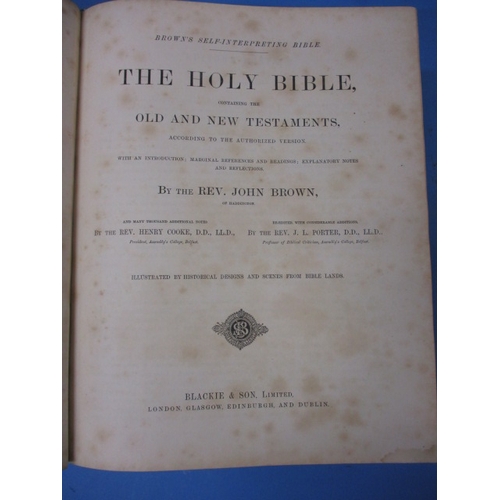 119 - A 19th century family bible, with family history, births etc, hand written up to 3rd quarter of 20th... 