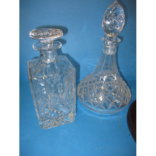 129 - 4 lead crystal drinks decanters and other glass items, all in good used condition with no observed d... 