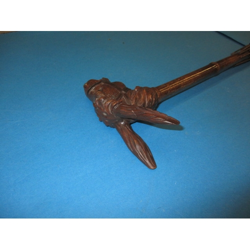 109 - An early 20th century Paragon novelty parasol by Fox & Co Limited, being a well carved donkeys head ... 