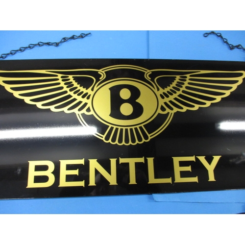 259 - A Bently motors advertising sign, aluminium and vinyl, approx. size 78.5x30cm, with hanging chains, ... 