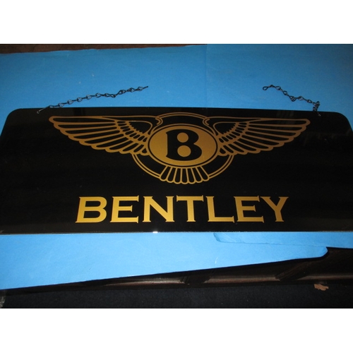 259 - A Bently motors advertising sign, aluminium and vinyl, approx. size 78.5x30cm, with hanging chains, ... 