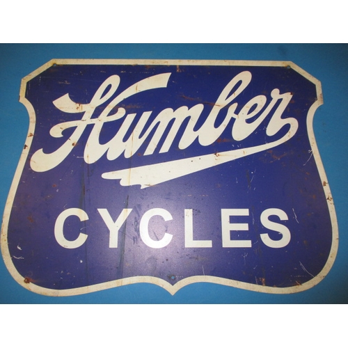 250 - A vintage Humber Cycles advertising sign, being shield shape, in good useable pre-owned condition wi... 