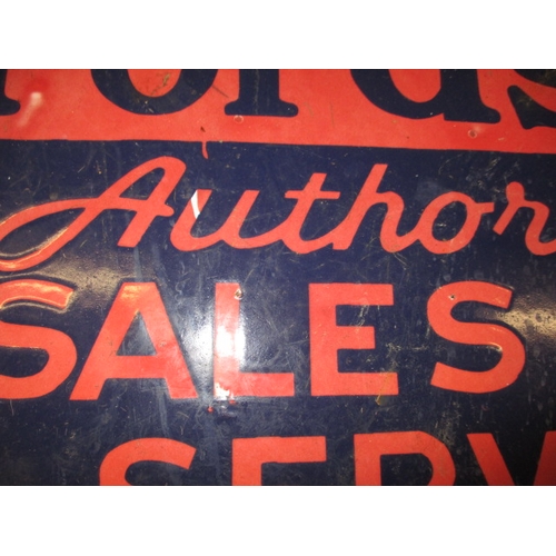 255 - A vintage double sided enamel advertising sign for Fordson authorised sales and service, approx. siz... 