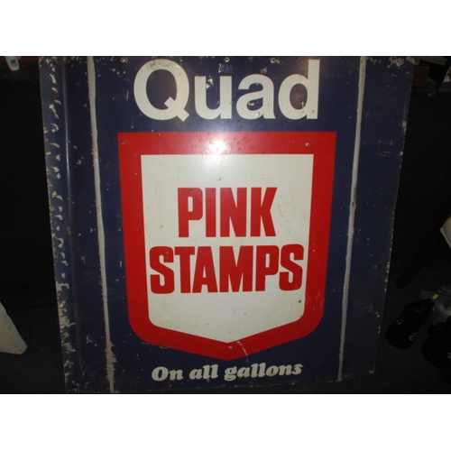 248 - A vintage garage forecourt advertising sign for Pink Stamps, on aluminium, approx. size 107x105cm, h... 