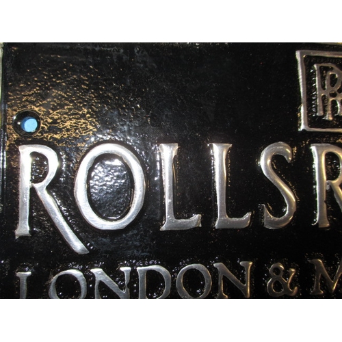 257 - A small cast aluminium advertising plaque for Rolls Royce, approx. size 24.5x10.5cm, in good pre-own... 