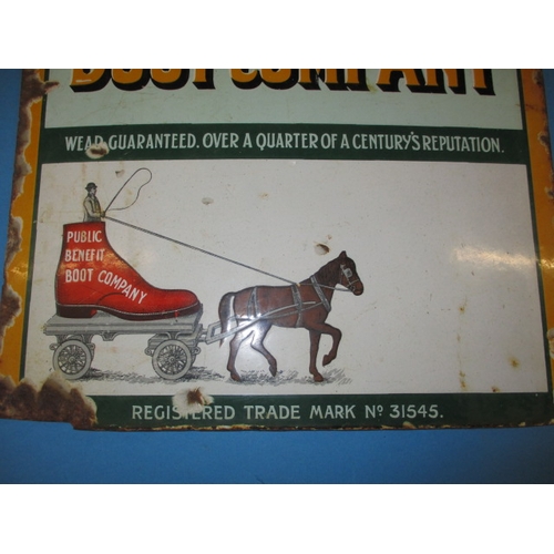 256 - An early 20th century enamel advertising sign for the Public Benefit Boot Company, approx. size 37x3... 