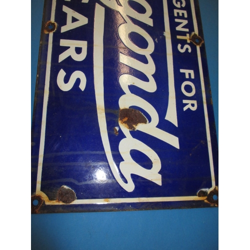 251 - A vintage enamel advertising sign for Lagonda cars, approx. size 61x30cm , having minor enamel loss ... 