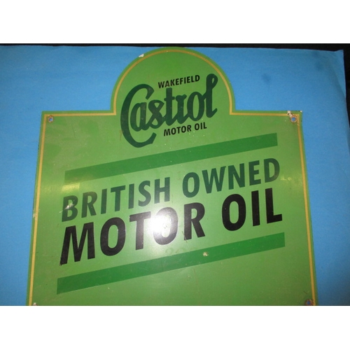 242 - A vintage aluminium sign advertising Castrol motor oil, approx. size 58x58cm having general are-rela... 