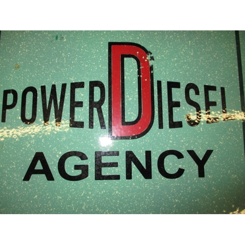 263 - A vintage enamel sign advertising Power Diesel Agency, approx. size 43x35, having enamel loss round ... 