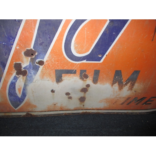 265 - A vintage enamel advertising sign for Agfa films, approx. size 121x61cm, having some fading enamel l... 