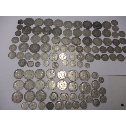 68 - A large parcel of pre-decimal silver coins, various dates and denominations, all in circulated condi... 