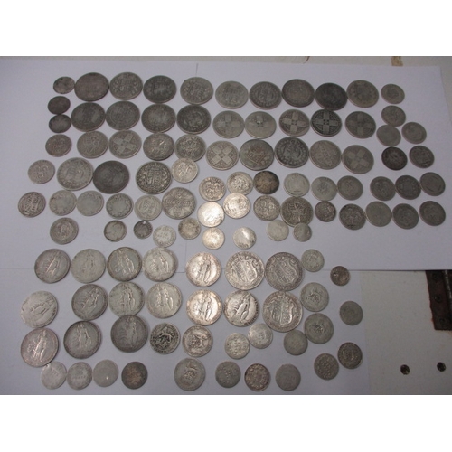 68 - A large parcel of pre-decimal silver coins, various dates and denominations, all in circulated condi... 