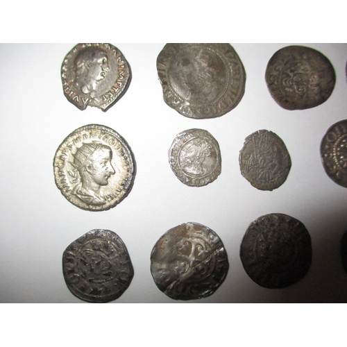 57 - A parcel of antique silver coins, to include Roman, medieval hammered and Elizabeth I examples, all ... 