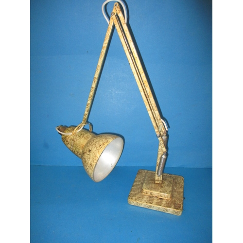 117 - A vintage Herbert Terry Anglepoise lamp, having a cream ground with splatter decoration, requires re... 