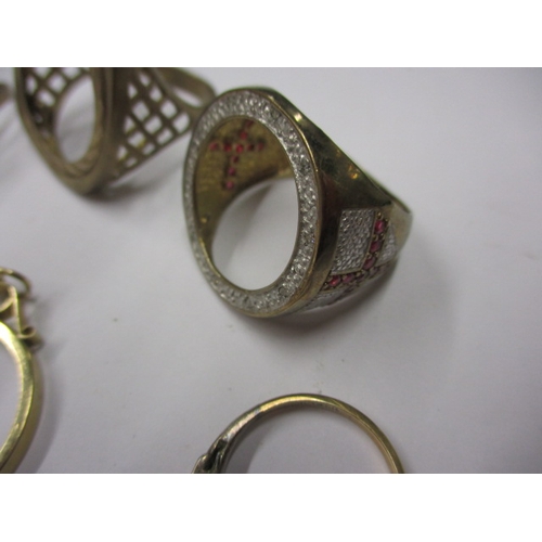 22 - A parcel of 9ct gold coin ring shanks and pendants, all devoid of coins, approx. gross parcel weight... 