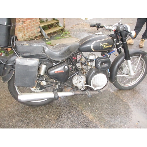 240 - A vintage Royal Enfield 400cc Diesel motorcycle, with V5. Sold as a restoration project, last run 4 ... 