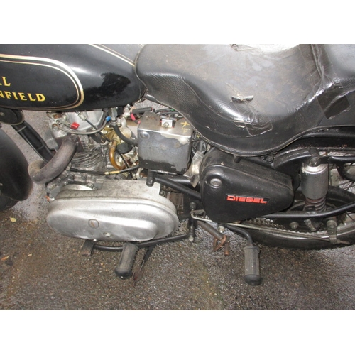 240 - A vintage Royal Enfield 400cc Diesel motorcycle, with V5. Sold as a restoration project, last run 4 ... 