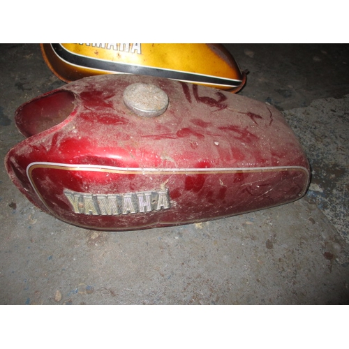 222 - 2 Yamaha motorcycle petrol tanks. Sold as restoration project, age related marks