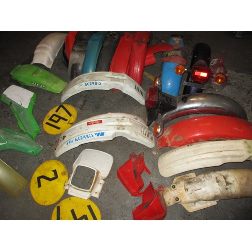 217 - A quantity of vintage motorcycle mud guards, various bikes, most in used condition