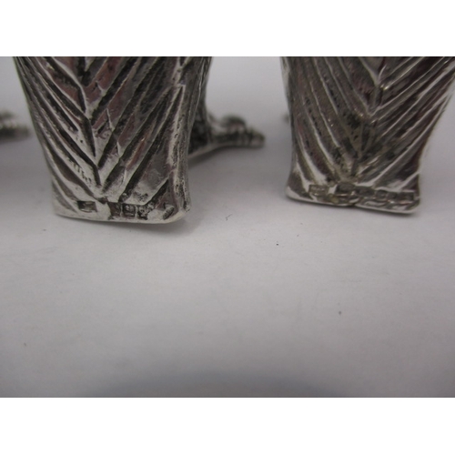 82 - 4 Cast sterling silver owl salt and pepper pots, 2 of each, makers mark for PJM, approx. parcel weig... 