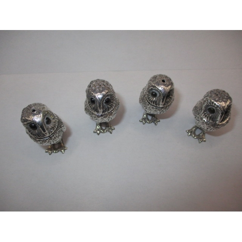 83 - 4 Cast sterling silver owl salt and pepper pots, 2 of each, approx. parcel weight 167g in useable pr... 