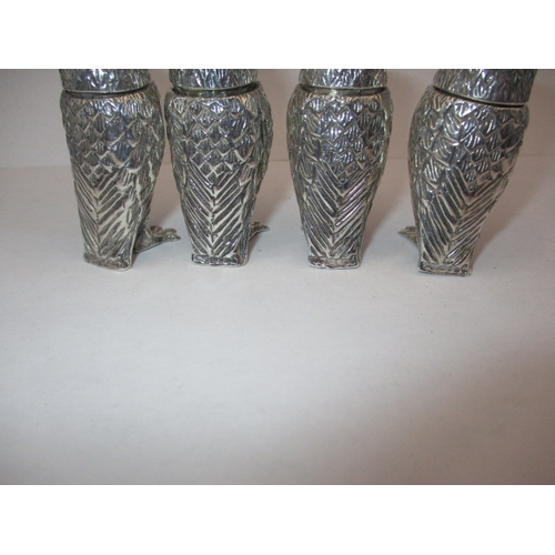 83 - 4 Cast sterling silver owl salt and pepper pots, 2 of each, approx. parcel weight 167g in useable pr... 