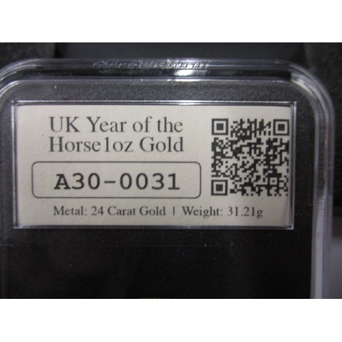 52 - A 2014 proof gold 100 pound coin, being one ounce of 24ct gold (31.21g) with date stamp and in origi... 