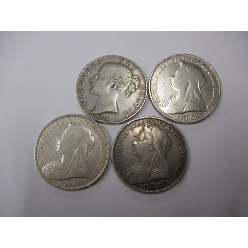 65 - Four Victorian silver coins, to include 1846 half crown, all in circulated condition, various dates ... 