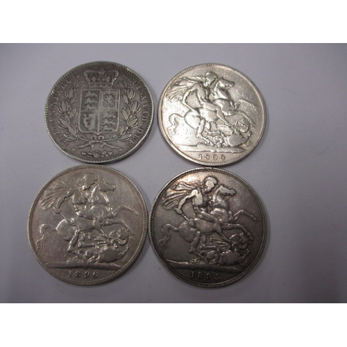 65 - Four Victorian silver coins, to include 1846 half crown, all in circulated condition, various dates ... 