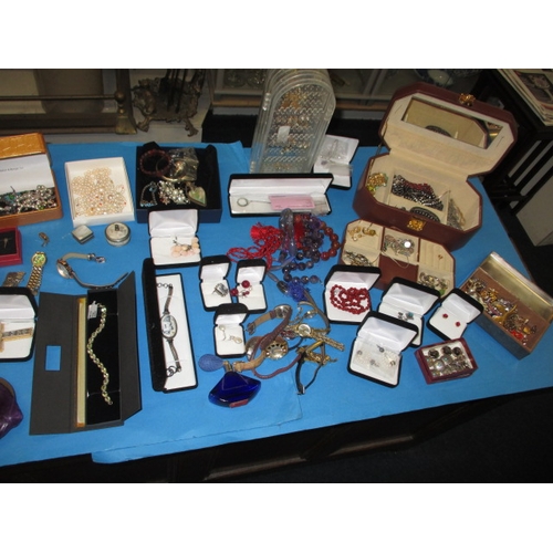 A large quantity of costume jewellery, to include some gold and silver items, all in used condition
