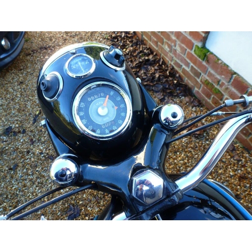 239 - A 1962 AJS 350 model 16 motorbike with V5 and some service history documentation. Runs and rides per... 