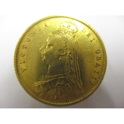 33 - A Victorian gold half sovereign dated 1887, having shield back, a circulated coin with very fine def... 