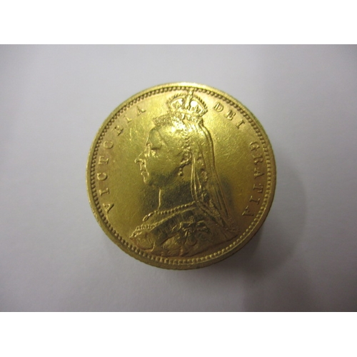 33 - A Victorian gold half sovereign dated 1887, having shield back, a circulated coin with very fine def... 