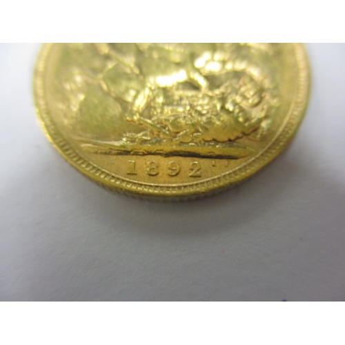 37 - A Victorian Jubilee head  gold sovereign dated 1892, a circulated coin with good definition of featu... 